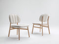 Esszimmerstühle 2er-Set aus Holz 54x58x82 cm - Natur-Cremeweiß - gepolsterter Sitz und Rückenlehne
