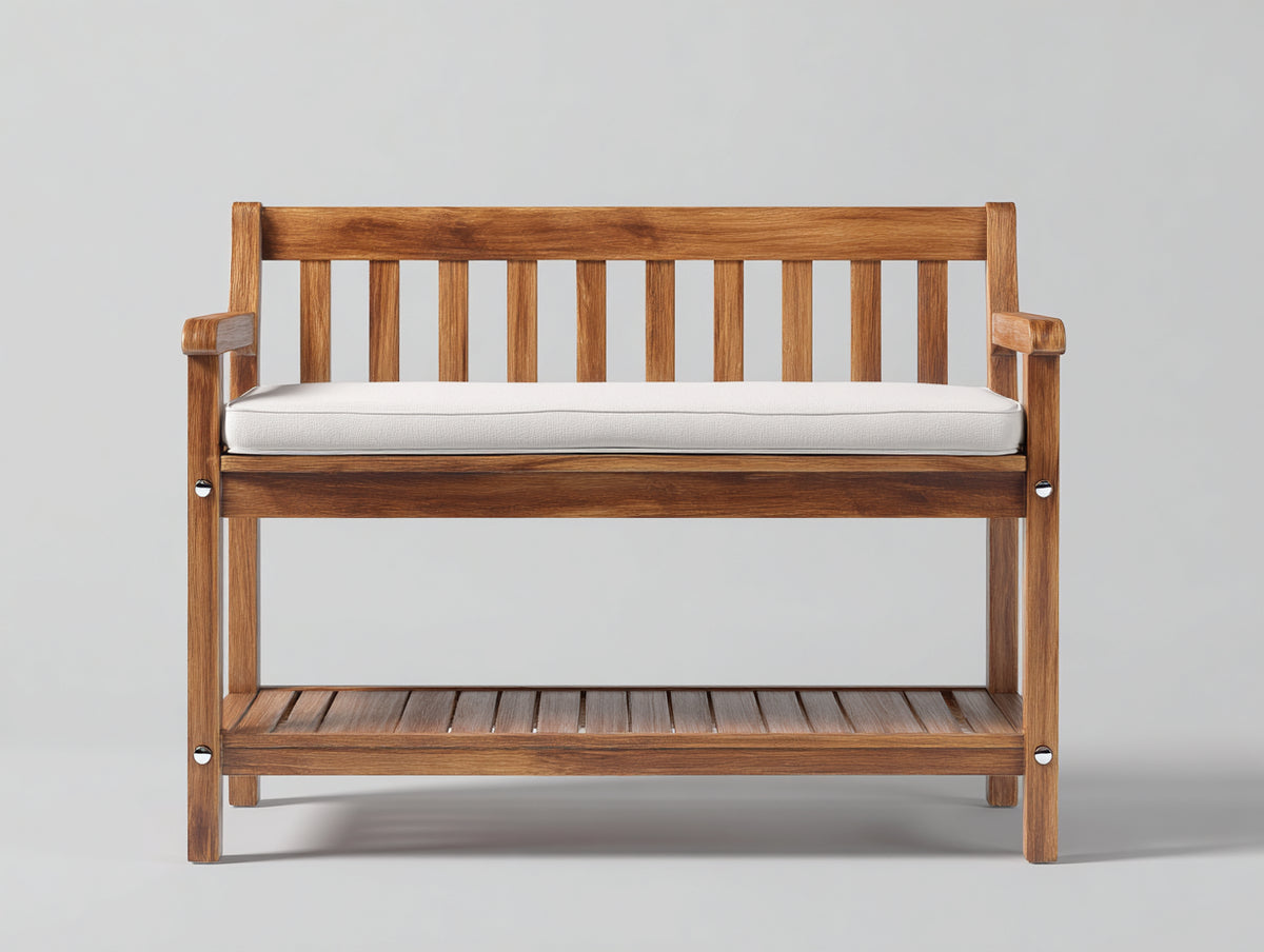 Gartenbank Holz 150 x 65 x 85 cm - Dunkelbraunes Design mit Sitzpolster - Klassische Sitzbank für Garten Terrasse und Außenbereich