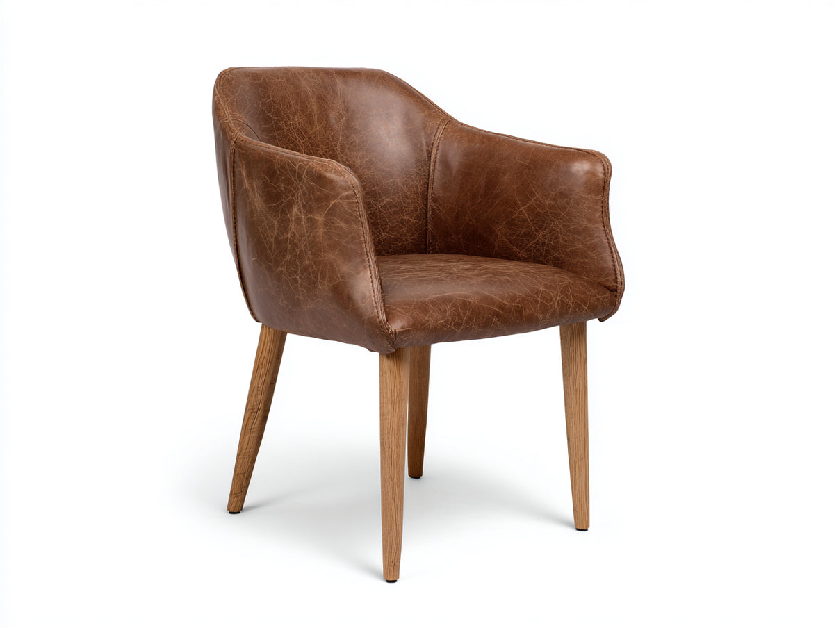Esszimmerstuhl 58 x 60 x 82 cm aus Kunstleder in Braun mit Holzbeinen - Komfortables Design für Esszimmer und Küche