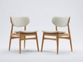 Esszimmerstuhl Set 56 x 60 x 82 cm aus Bouclé Stoff in Beige mit Holzbeinen - 2er Set im modernen Design für Esszimmer und Küche