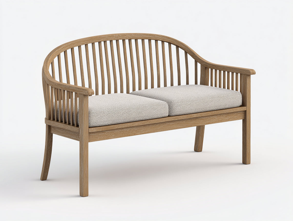 Gartenbank Holz 120 x 60 x 85 cm - Naturfarbenes Design mit gepolsterter Sitzfläche - Moderne Sitzbank für Garten und Terrasse