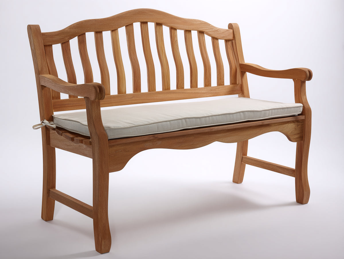 Gartenbank Holz 160 x 65 x 90 cm - Naturfarbenes Design mit Sitzpolster - Klassische Gartenbank für Terrasse und Außenbereich