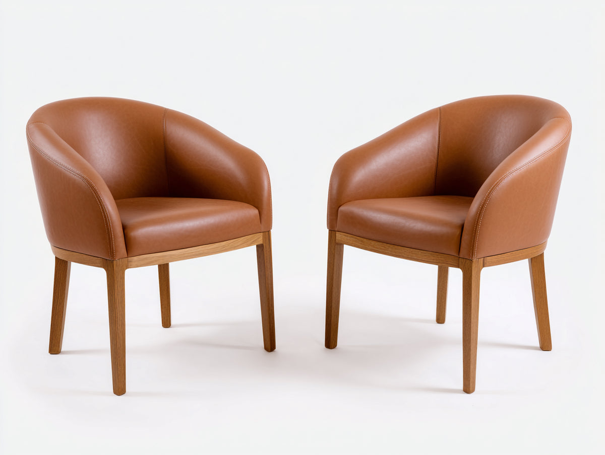 Esszimmerstuhl Set 62 x 58 x 82 cm aus Kunstleder in Braun mit Holzbeinen - 2er Set für Esszimmer und Küche