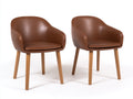 Esszimmerstühle 2er-Set mit Kunstlederbezug 60x58x82 cm Cognac-Natur mit Armlehnen und Holzbeinen