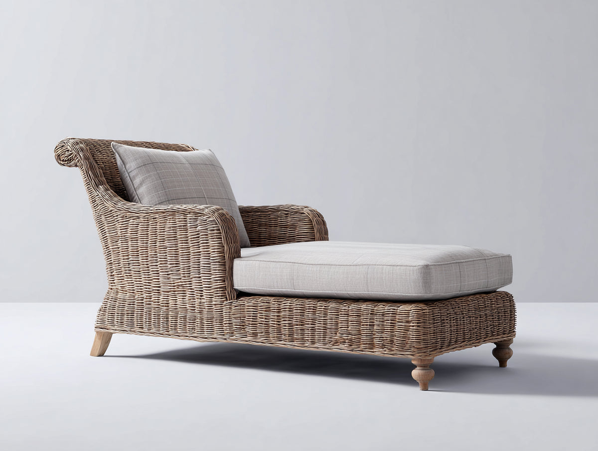 Sonnenliege aus Polyrattan 190 x 75 x 85 cm - Braun-Beige - Gepolsterte Liegefläche mit Armlehne