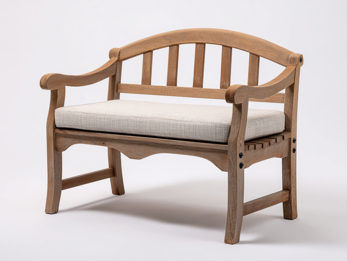 Gartenbank aus Massivholz 120 x 60 x 90 cm - Natur-Beige - Zweisitzer mit gepolsterter Sitzfläche