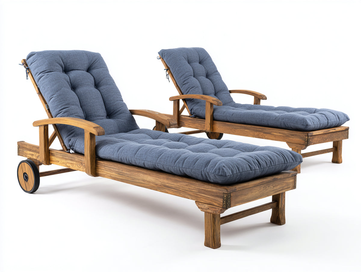Sonnenliege Holz 200 x 70 x 35 cm - Verstellbare Rückenlehne mit Polsterauflage - Moderne Gartenliege für Terrasse Garten und Außenbereich
