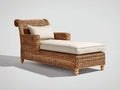 Sonnenliege aus Polyrattan mit gepolsterter Liegefläche 181x84x93 cm - Naturbraun-Creme - Klassisches Design für Garten und Terrasse