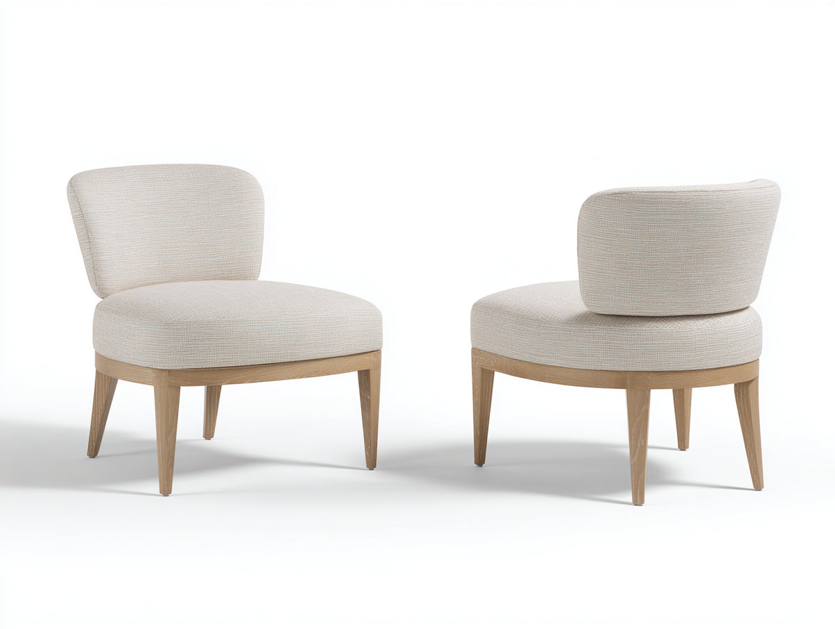 Esszimmerstühle 2er-Set aus Holz 58x62x80 cm - Natur-Creme - gepolsterter Sitz und gebogene Rückenlehne