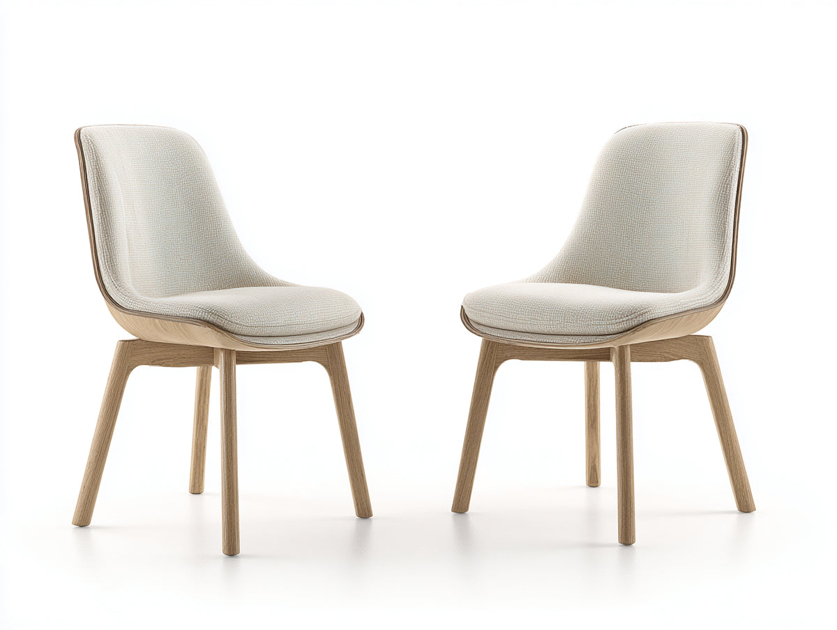 Esszimmerstühle Stoffbezug 58x58x82 cm - Beige-Holzfarben - modernes skandinavisches Design