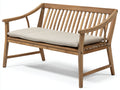 Gartenbank aus Massivholz mit gepolsterter Sitzfläche 142x67x87 cm - Naturbraun-Beige - Klassisches Design für Garten und Terrasse